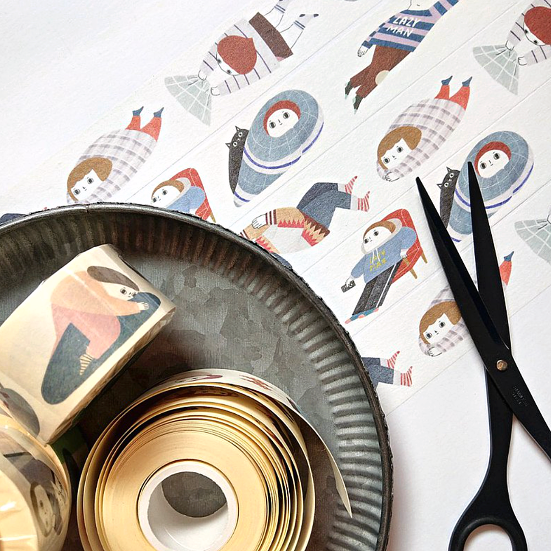 Birdcone Masking Tape－Lazy Life (Taiwanese Stationery Brand)