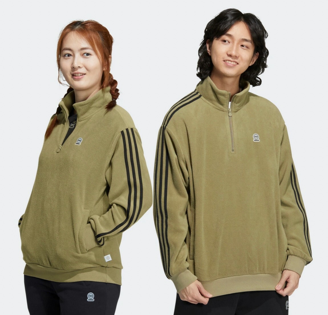 ADIDAS U ESNT HALFZIP 男女 搖粒絨長袖上衣 橄欖綠HN8734 Dec lu