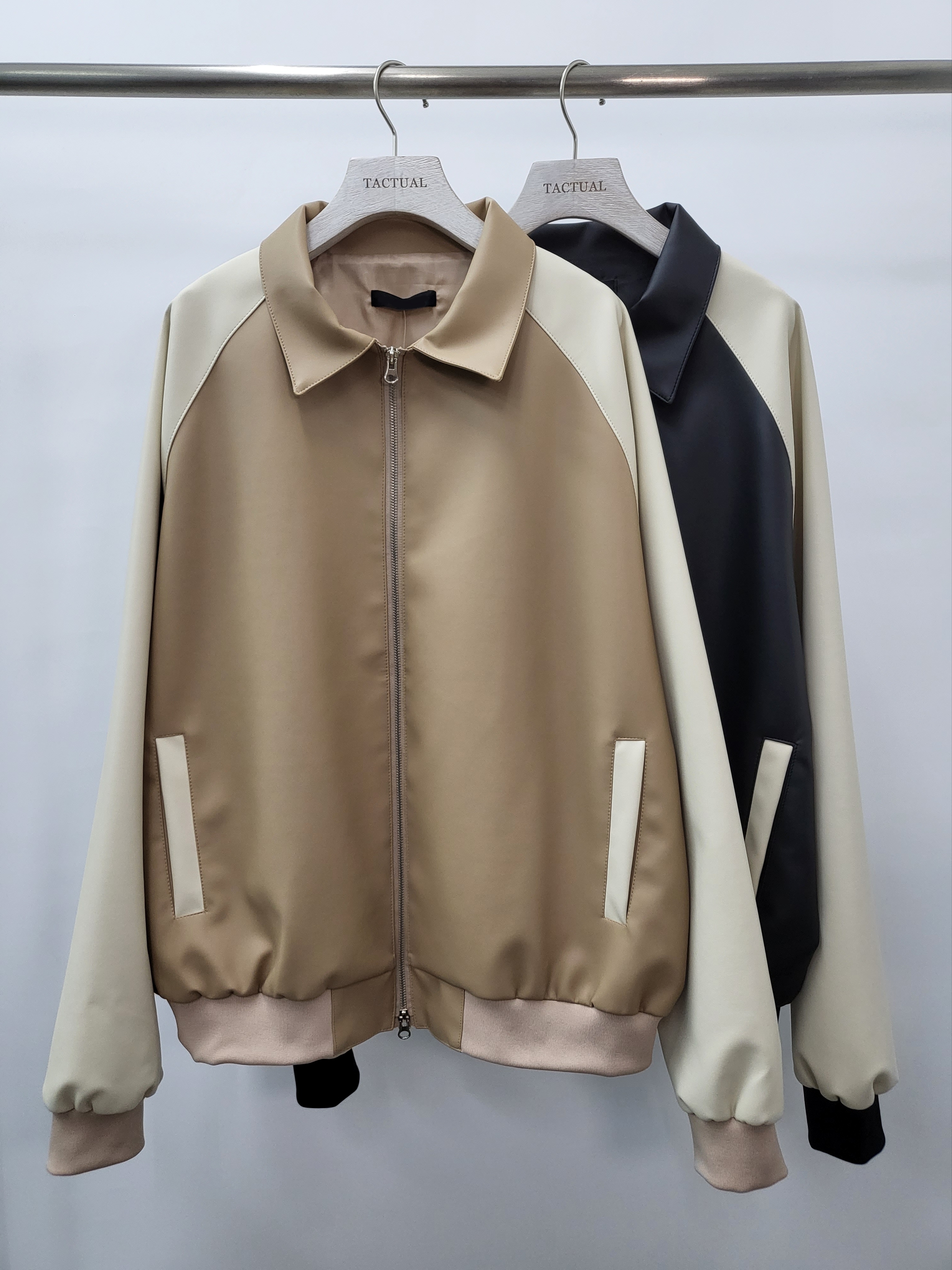 拼色合成皮褸 JK2050