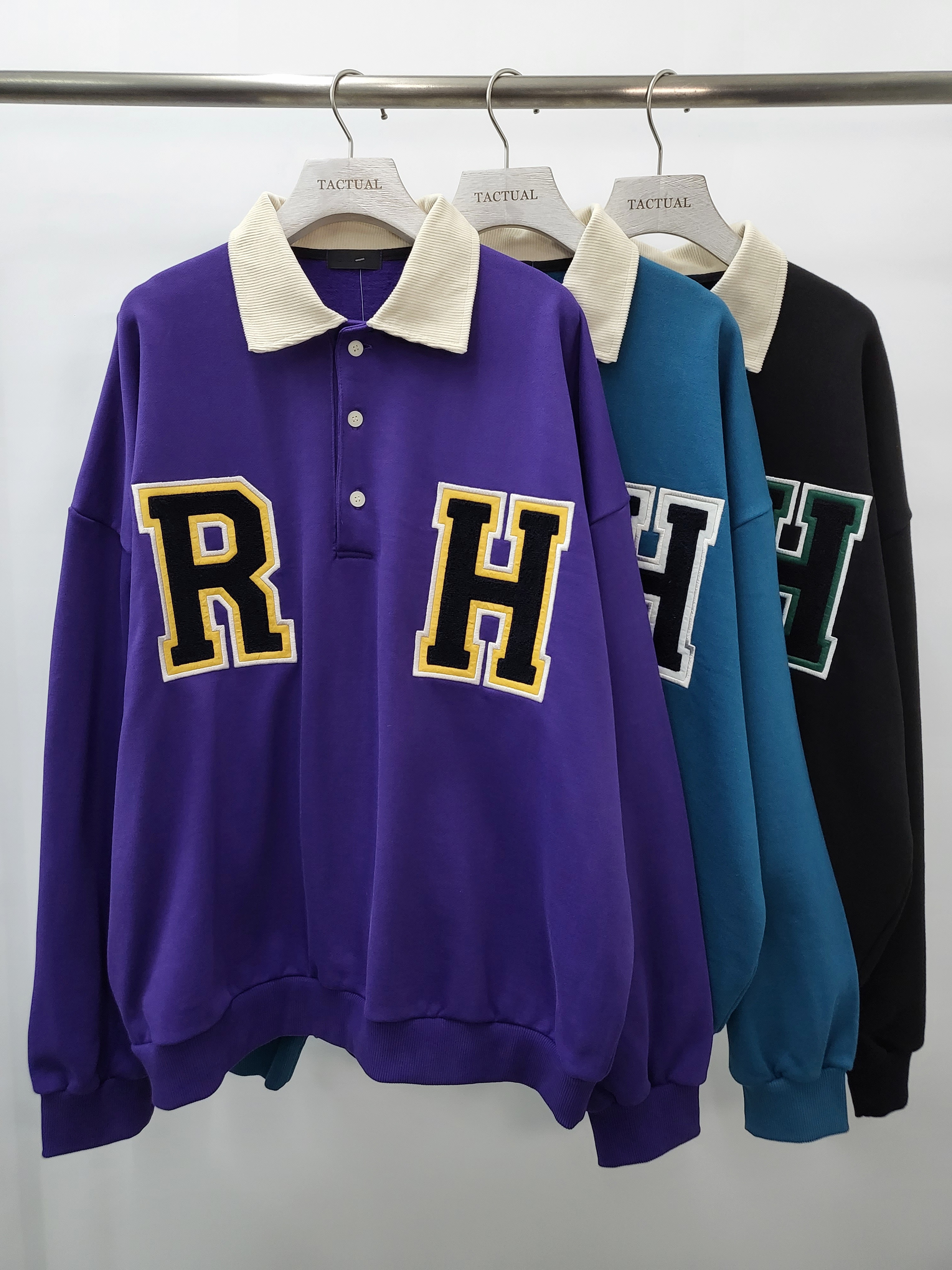 恤衫領字母衛衣(薄抓毛底) T4363