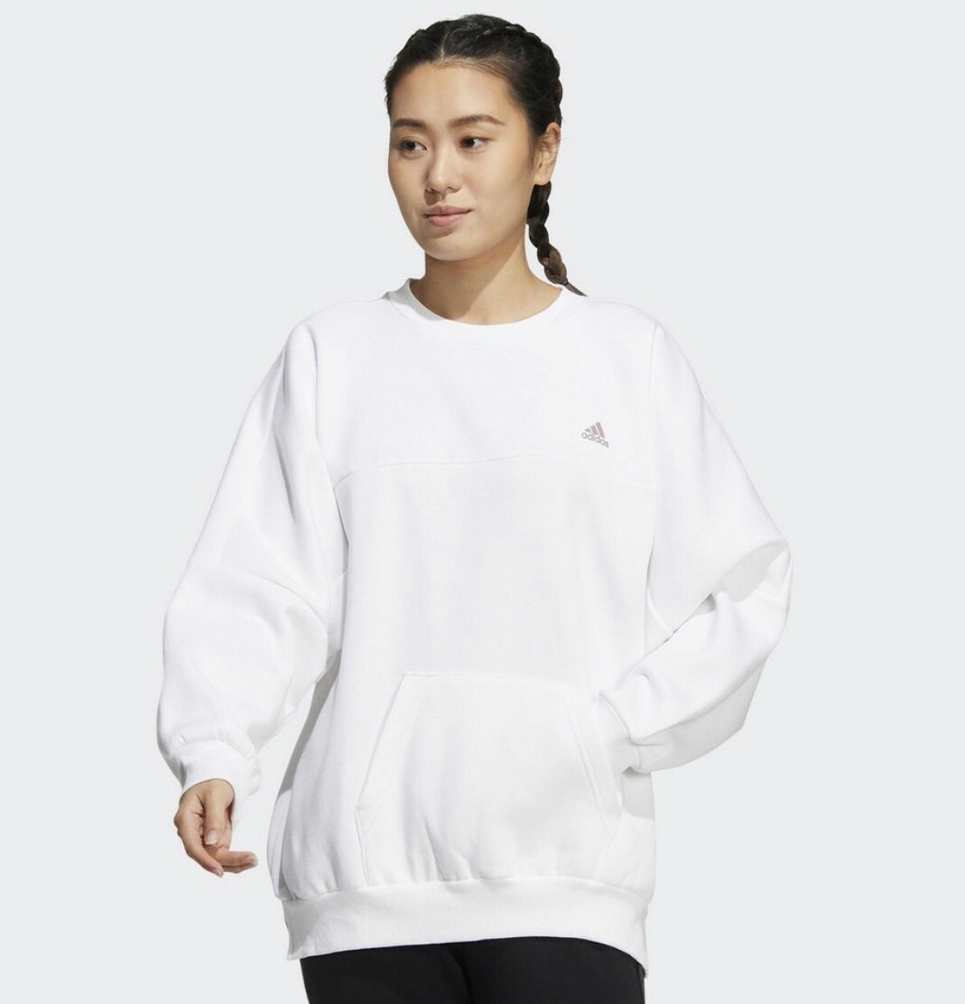 ADIDAS WORD SWEATSHIRT 女 刷毛長袖上衣 白 HM2809 Dec lu