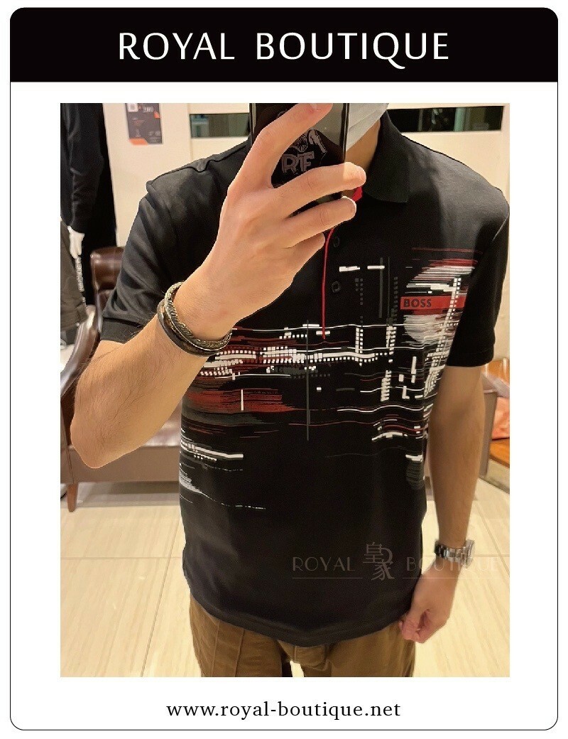 BOSS 數位線條立體膠印短POLO衫