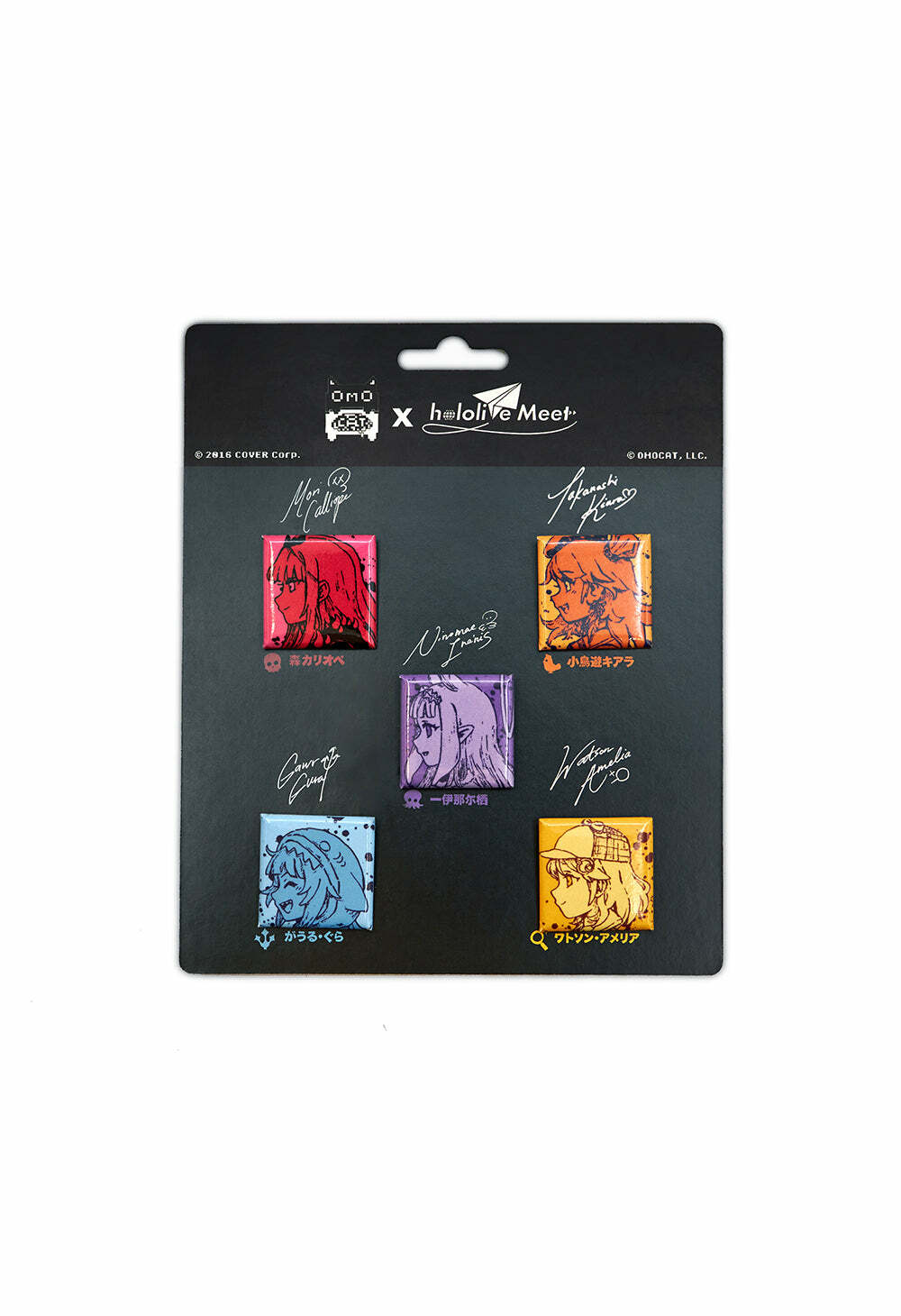 「官方代購」Hololive EN X OMOCAT - holoMeet button Pin Set EN
