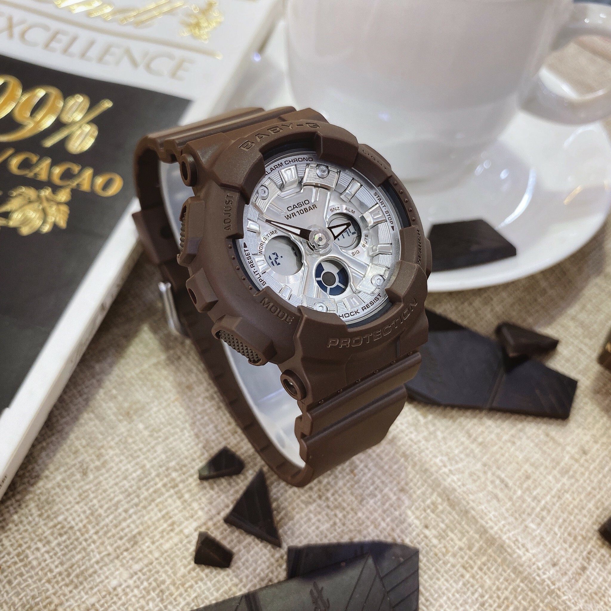 【Baby-G】酷甜黑巧克力雙顯腕錶 BA-130SW-5A 43.3mm  現代鐘錶