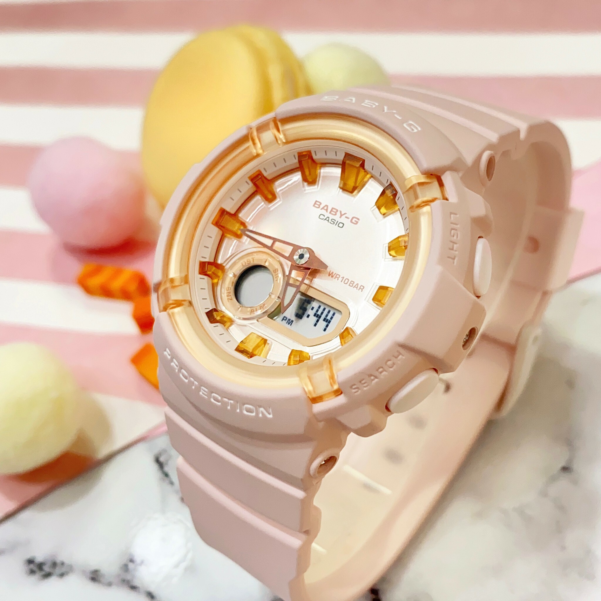 【Baby-G】甜美糖果色調雙顯腕錶 BGA-280SW-4A 43.4mm  現代鐘錶