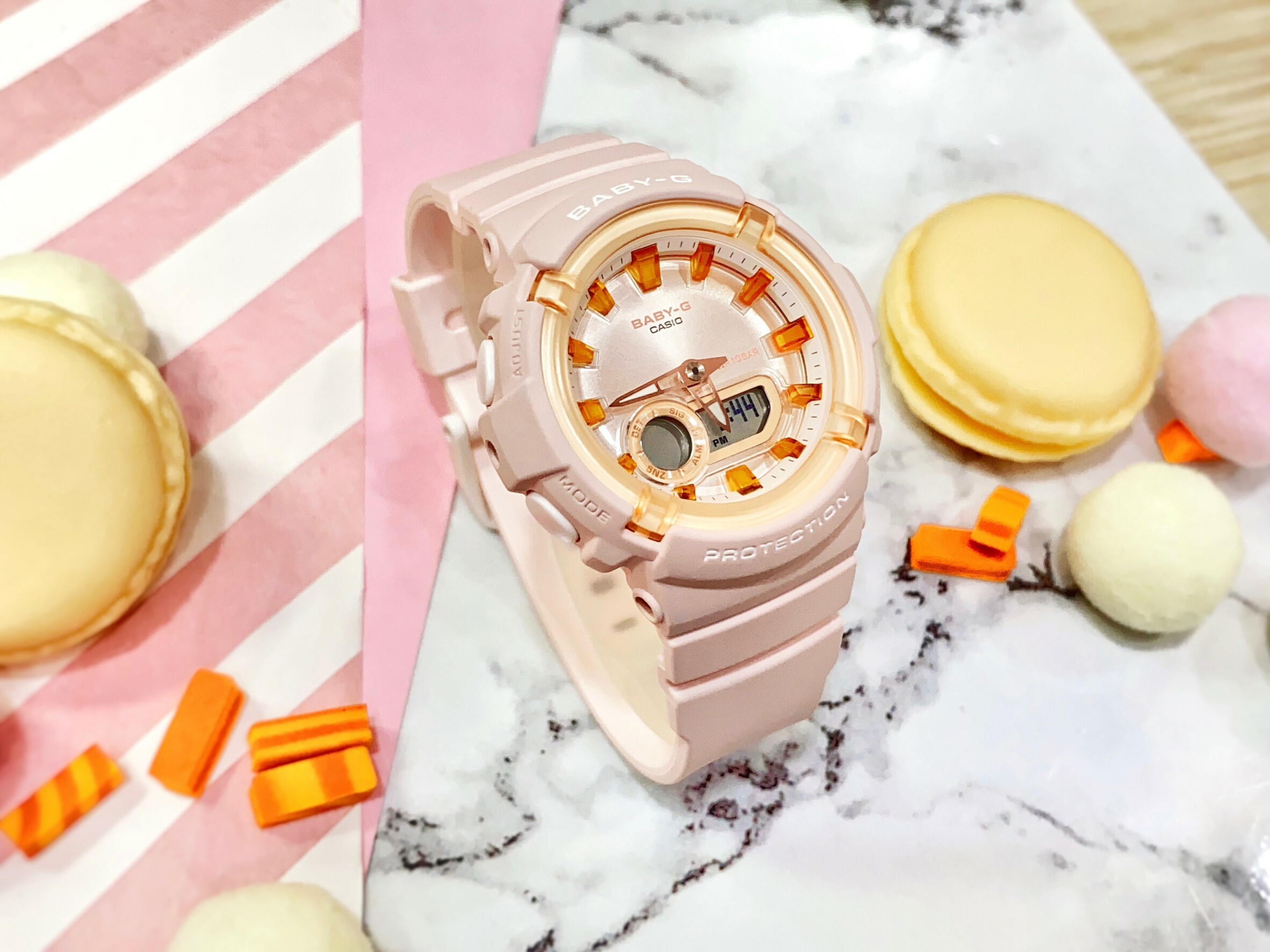 【Baby-G】甜美糖果色調雙顯腕錶 BGA-280SW-4A 43.4mm  現代鐘錶