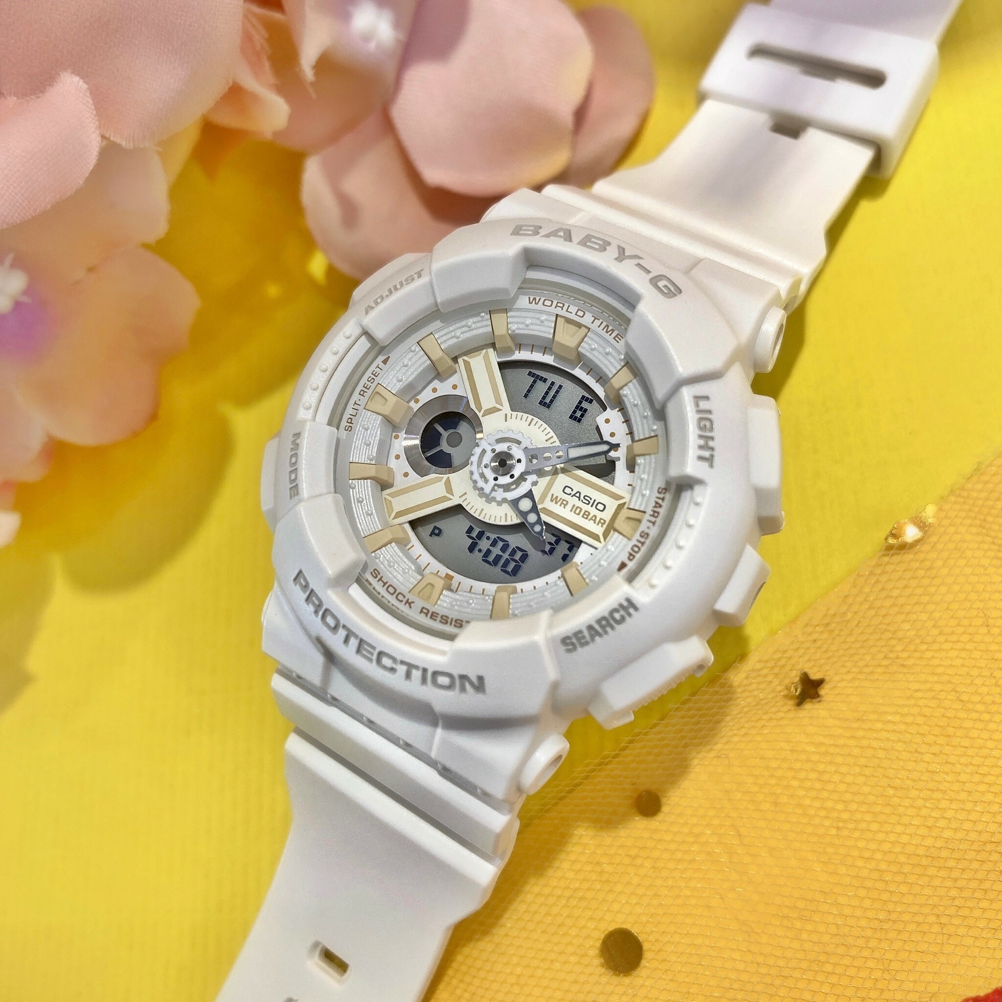 【Baby-G】甜美白巧克力雙顯腕錶 BA-110XSW-7A 43.4mm  現代鐘錶