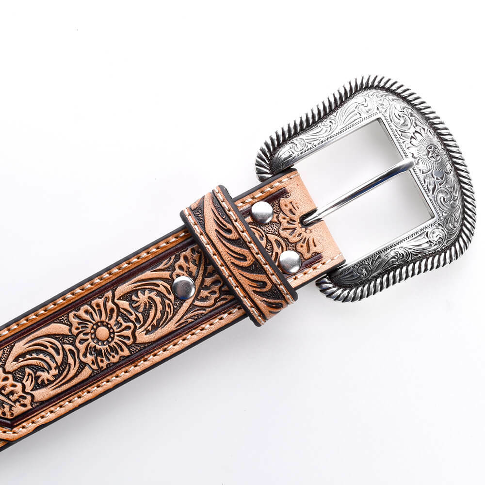 加州Nocona菱紋編織雕花 潮牌真皮皮帶-快速出貨