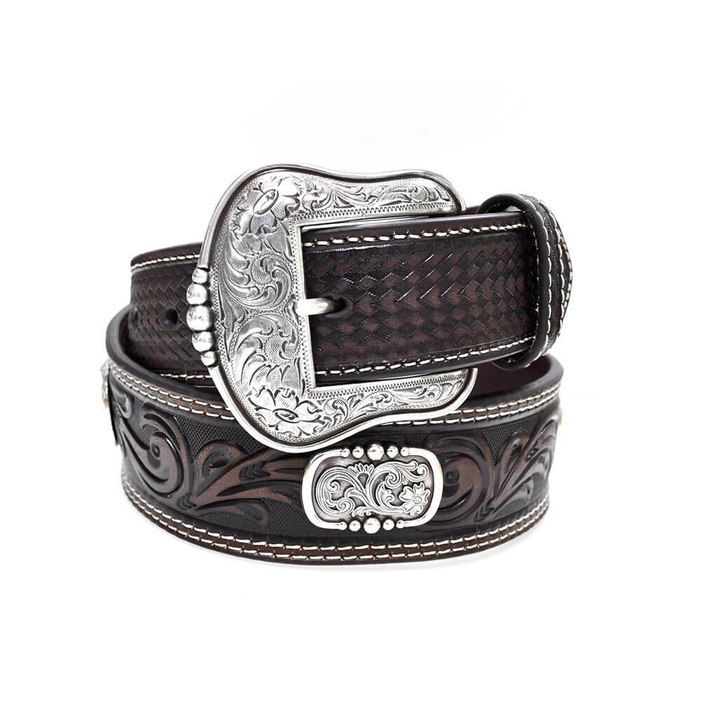 加州Ariat編織紋雕花 潮牌真皮皮帶-免運