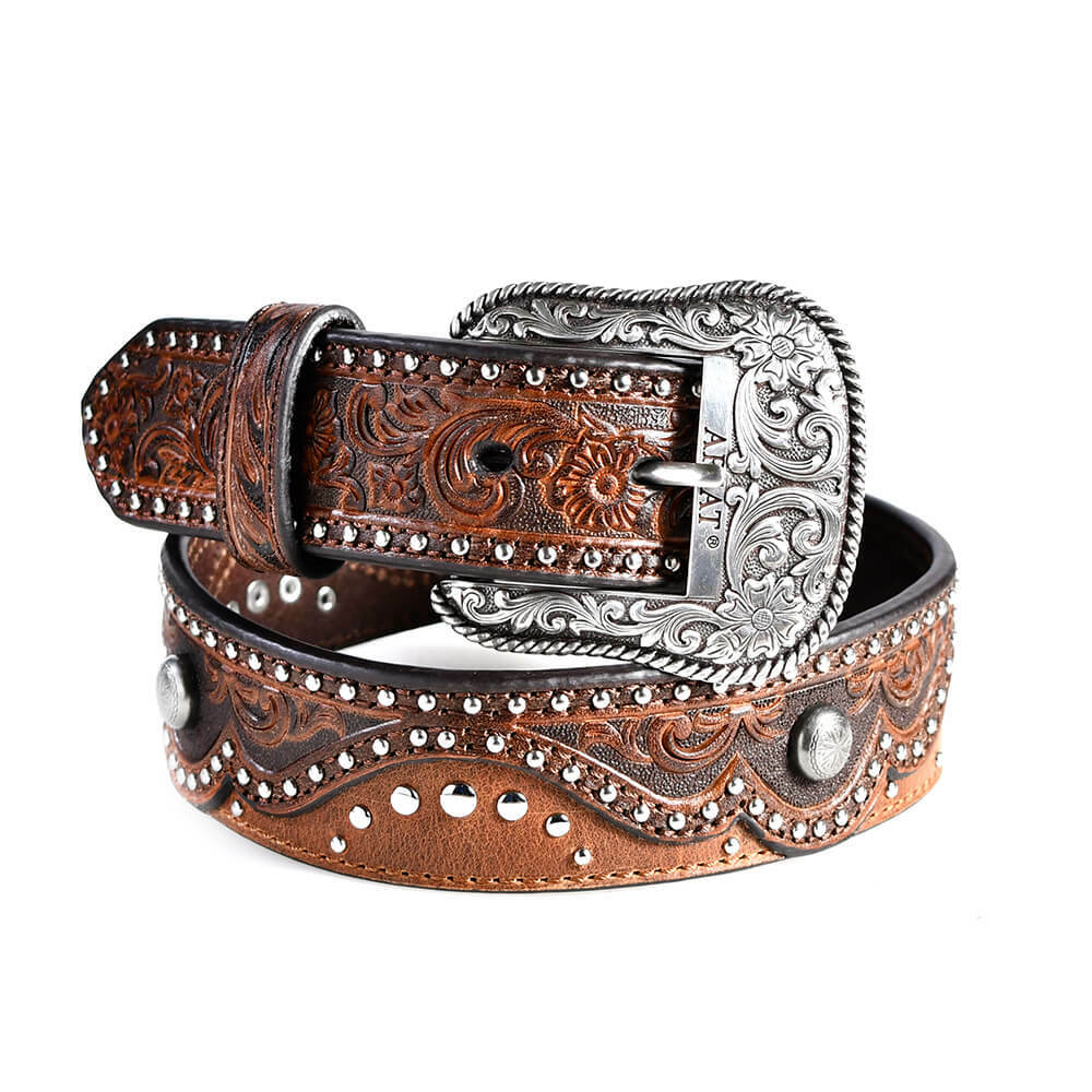 加州Ariat壓花鉚釘 潮牌真皮皮帶-快速出貨