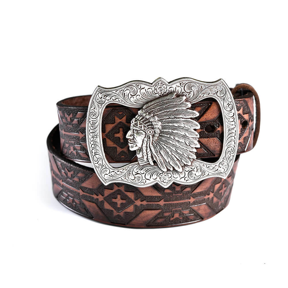 印第安率性圖騰 潮牌真皮皮帶-快速出貨