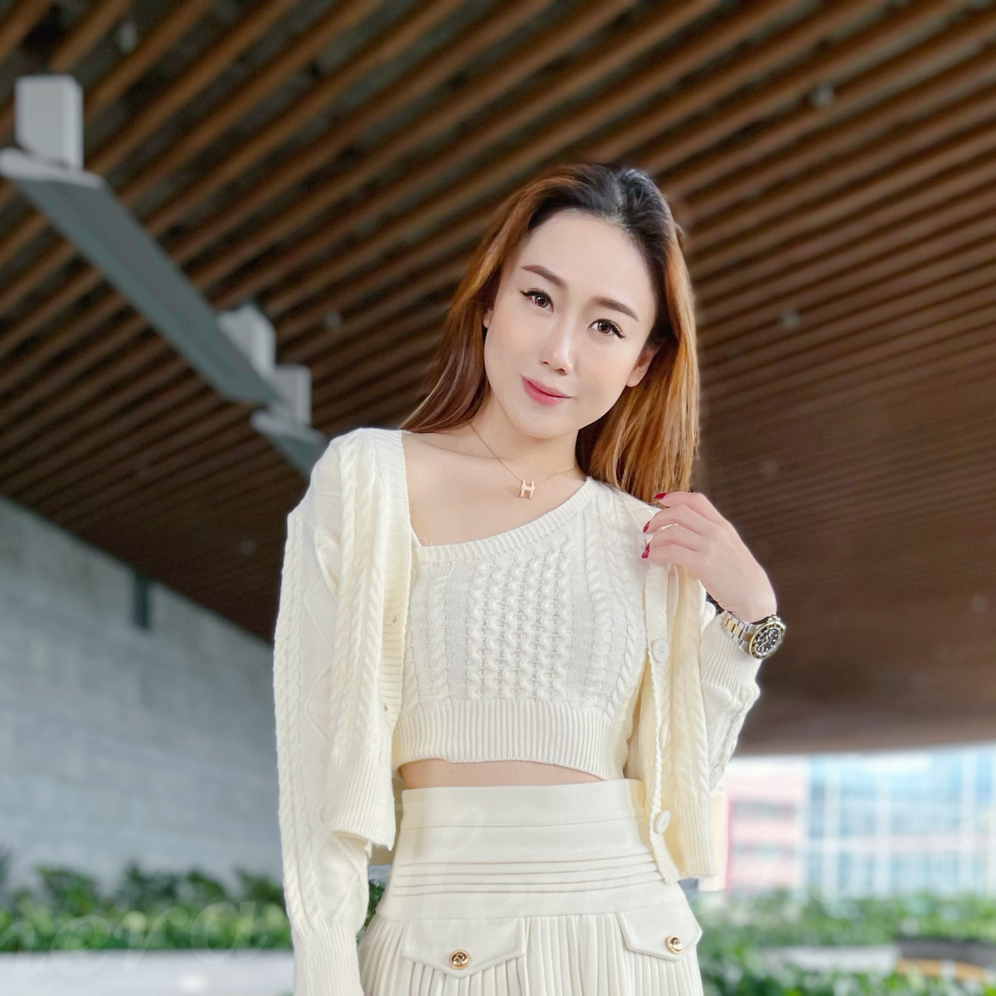 ST22W1258 TWISTED WOOL PATTERN TARZAN VEST WITH JACKET SET