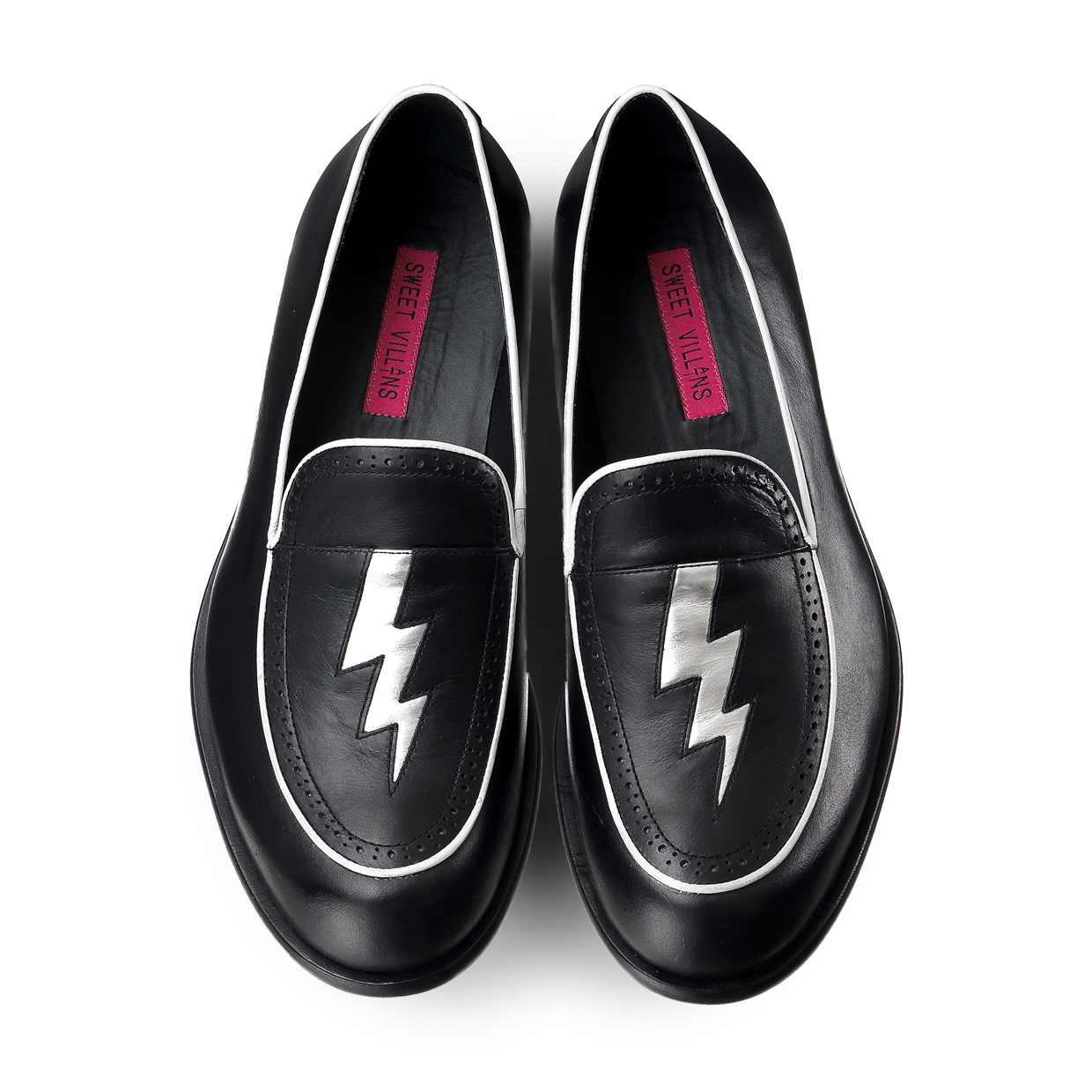 Bead Lightning M1136 Black Leather Loafers