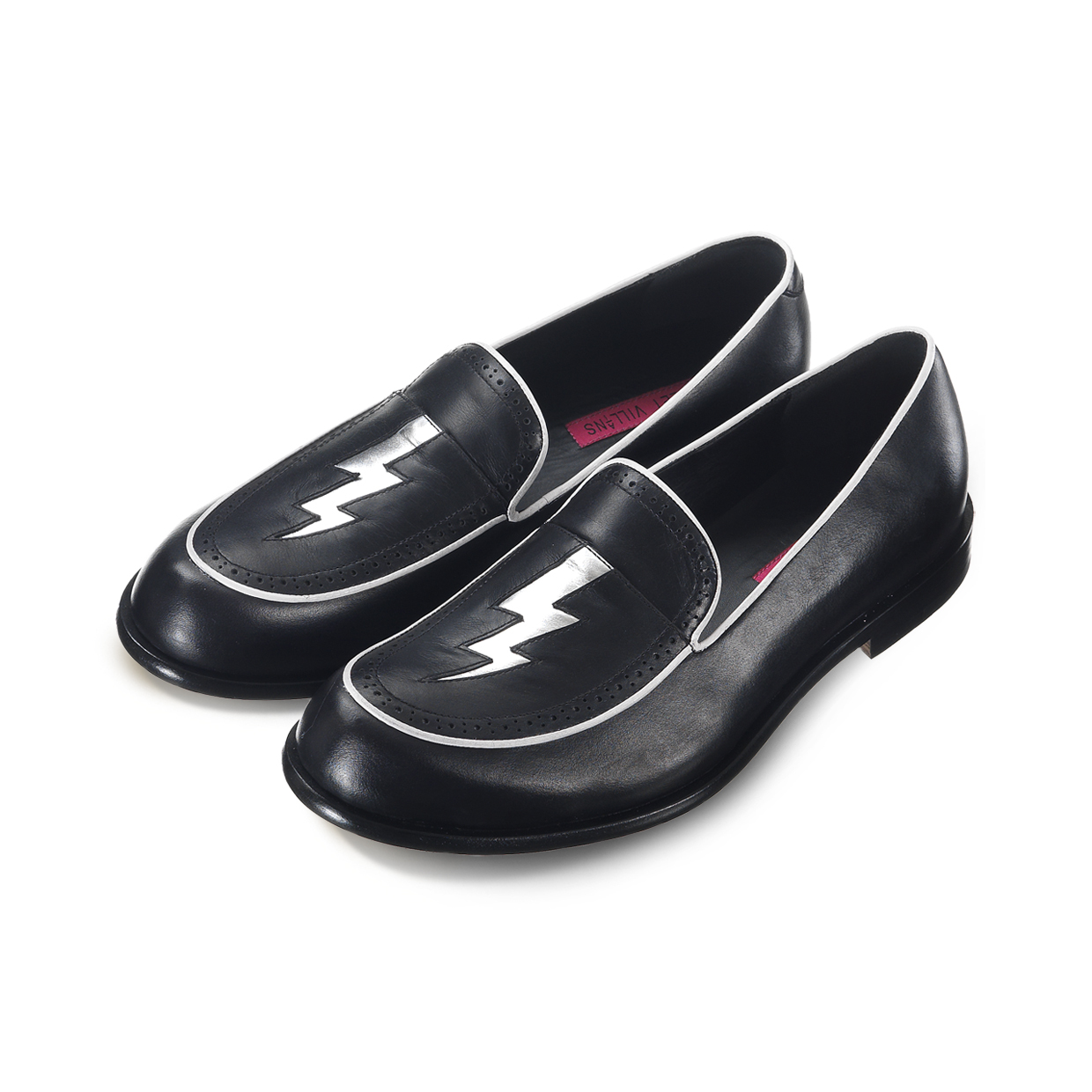 Bead Lightning M1136 Black Leather Loafers