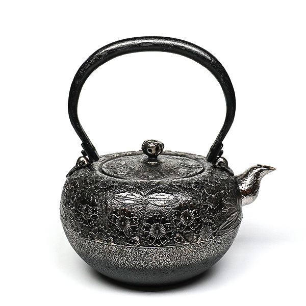 【薰山工房】鐵鉢型 櫻 砂鐵壺 1.4L-座付柄軸