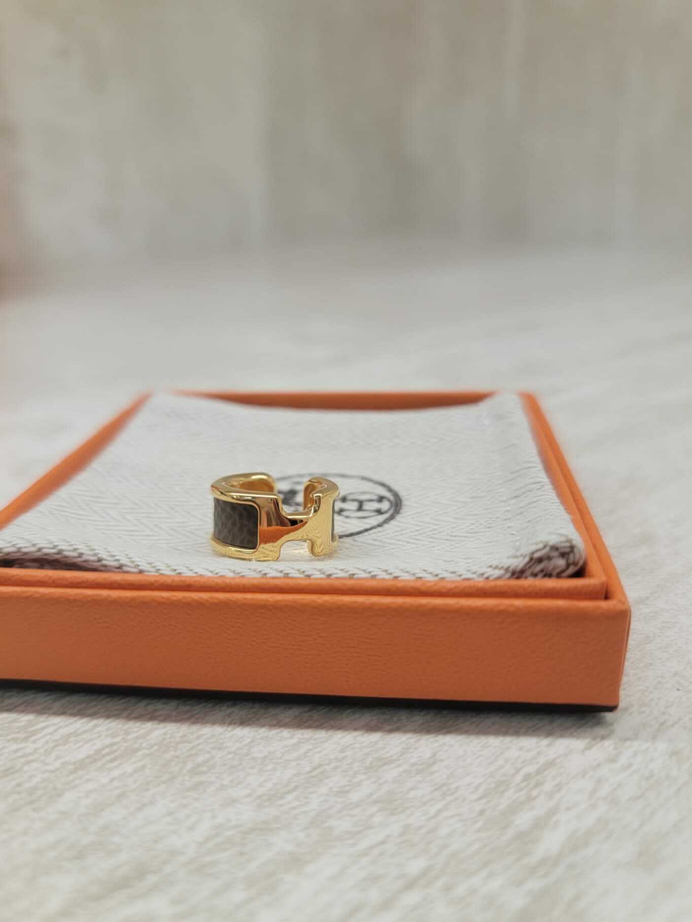 Hermes 耳骨夾大象灰金  olympe Etoupe gold ear cuff