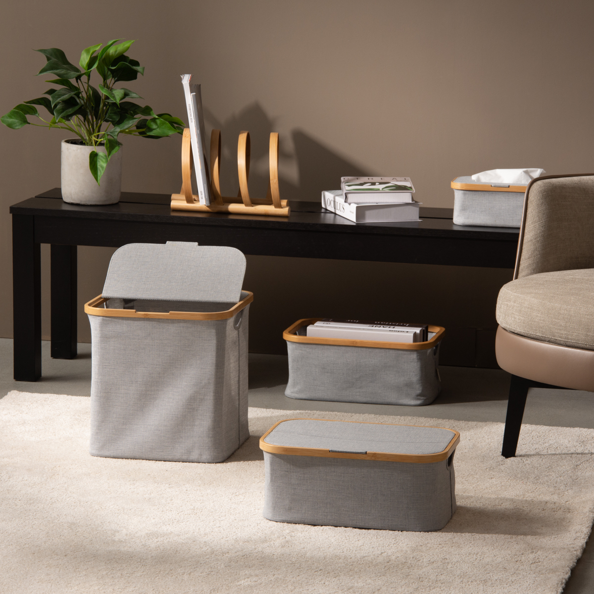 亞麻藍 Akore 加蓋收納籃