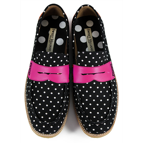 PolkaDot Falling M1108D BlackFuxia Loafers