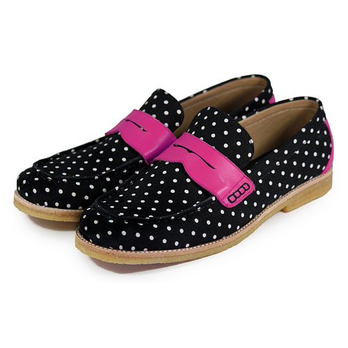 PolkaDot Falling M1108D BlackFuxia Loafers