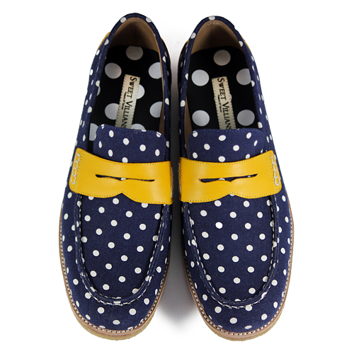 PolkaDot Falling M1108D NavyBlue Loafers