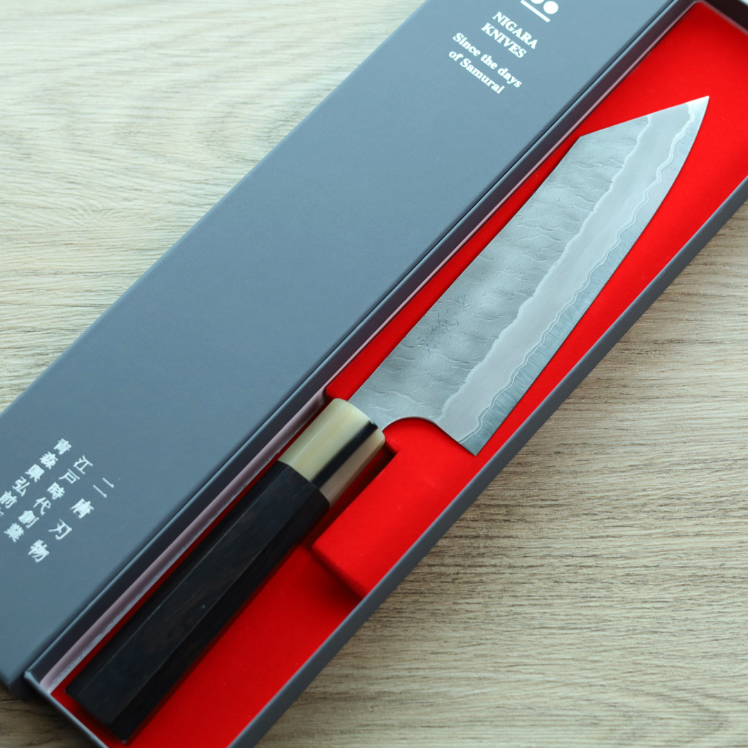 二唐刃物 文化 165mm 青紙超級鋼 柳葉磨鎚目