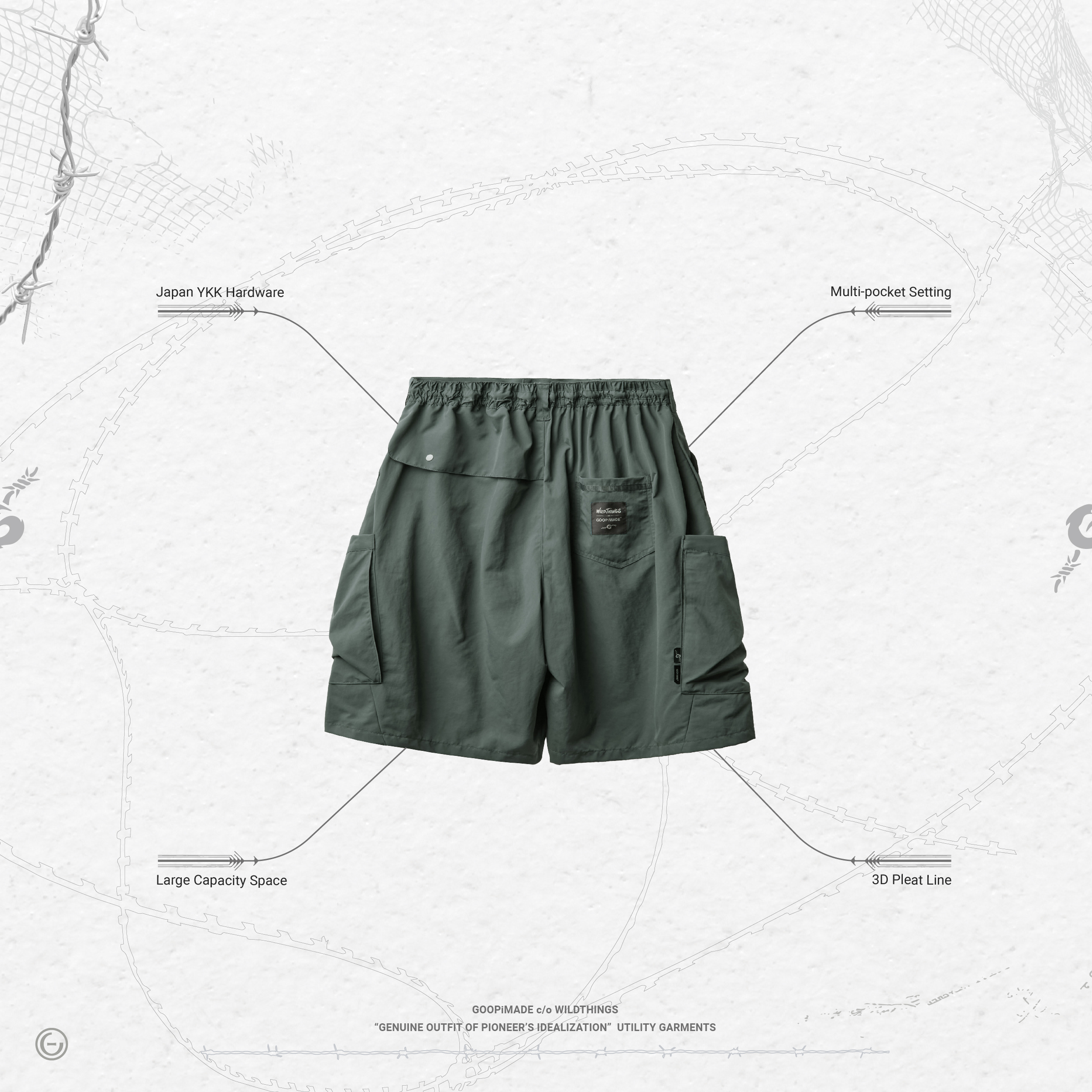パンツ goopimade Shorts D-SAGE  size 2 GOOPiMADE for 432Hz M.G1S -“Ergonomic” Utility Shorts -
