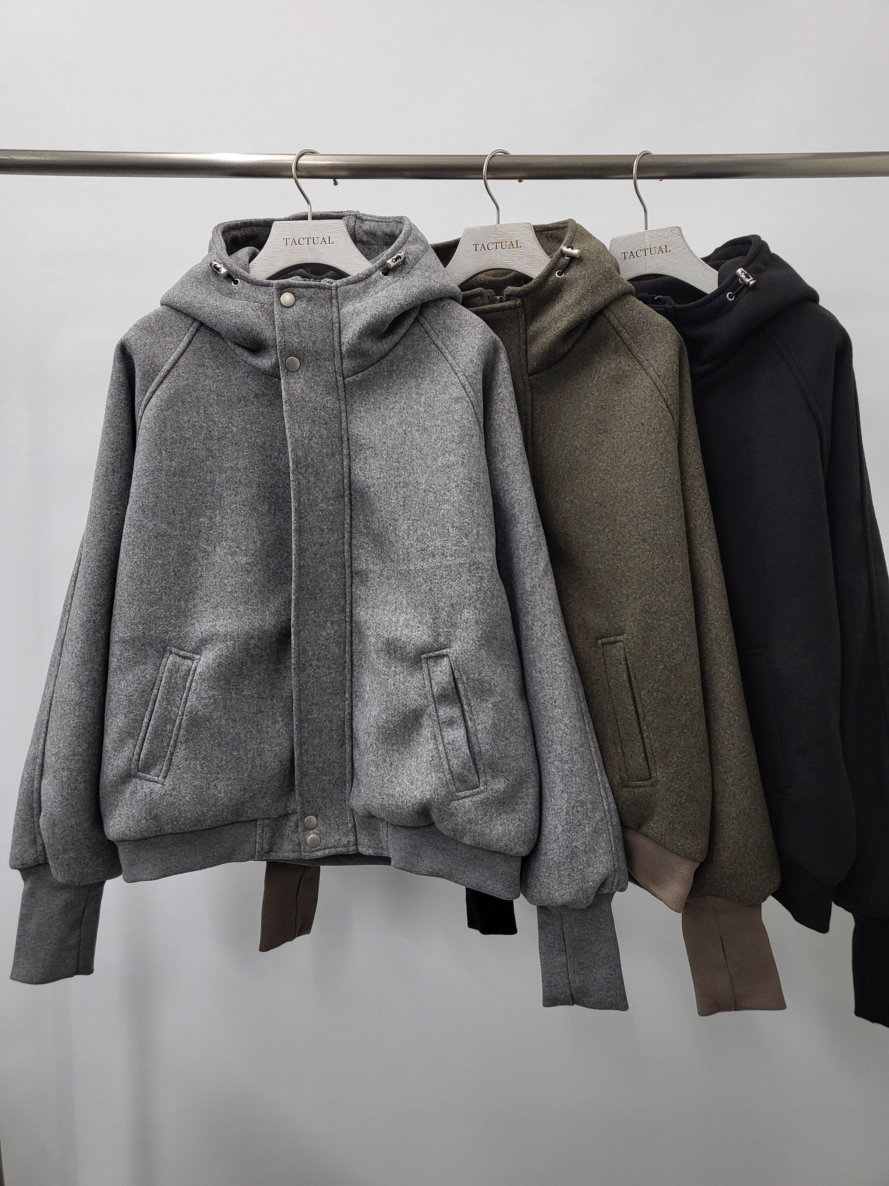 絨面連帽拉鍊外套(薄夾棉) JK2175