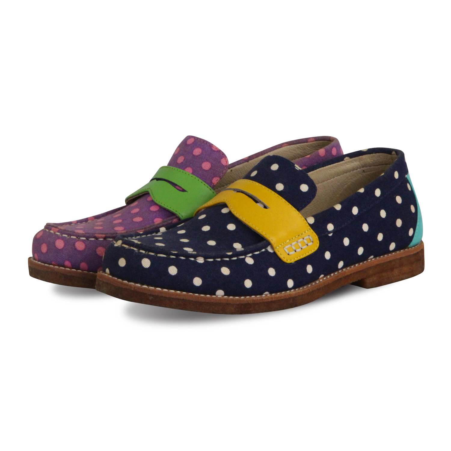 PolkaDot Falling M1108D Orchid NavyBlue Loafers