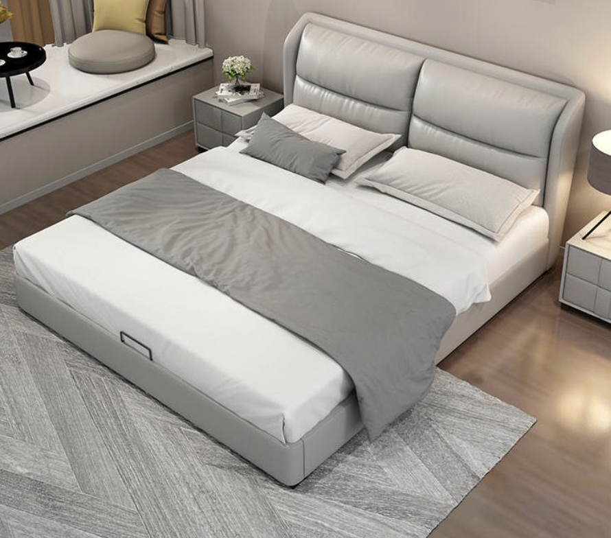 灰皮耳軟包床架 AOZ-603