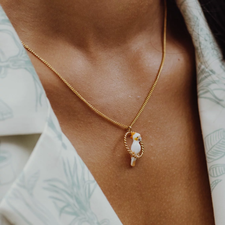 NACH 橘白鸚鵡瓷圈型項鍊-限量紀念款