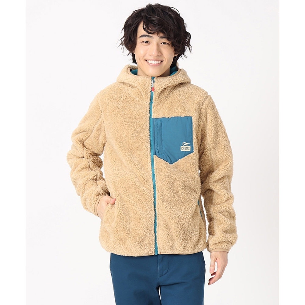 CHUMS Bonding Fleece Zip Parka 男 刷毛連帽外套 米色 DEC M