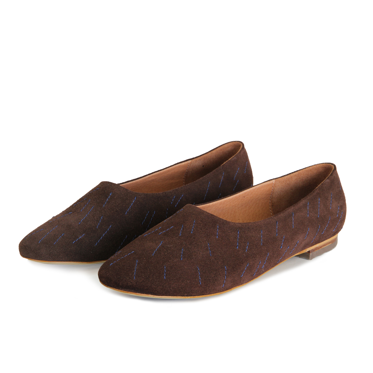 MEMORY W1057 Coffee Leather Ballet Flats