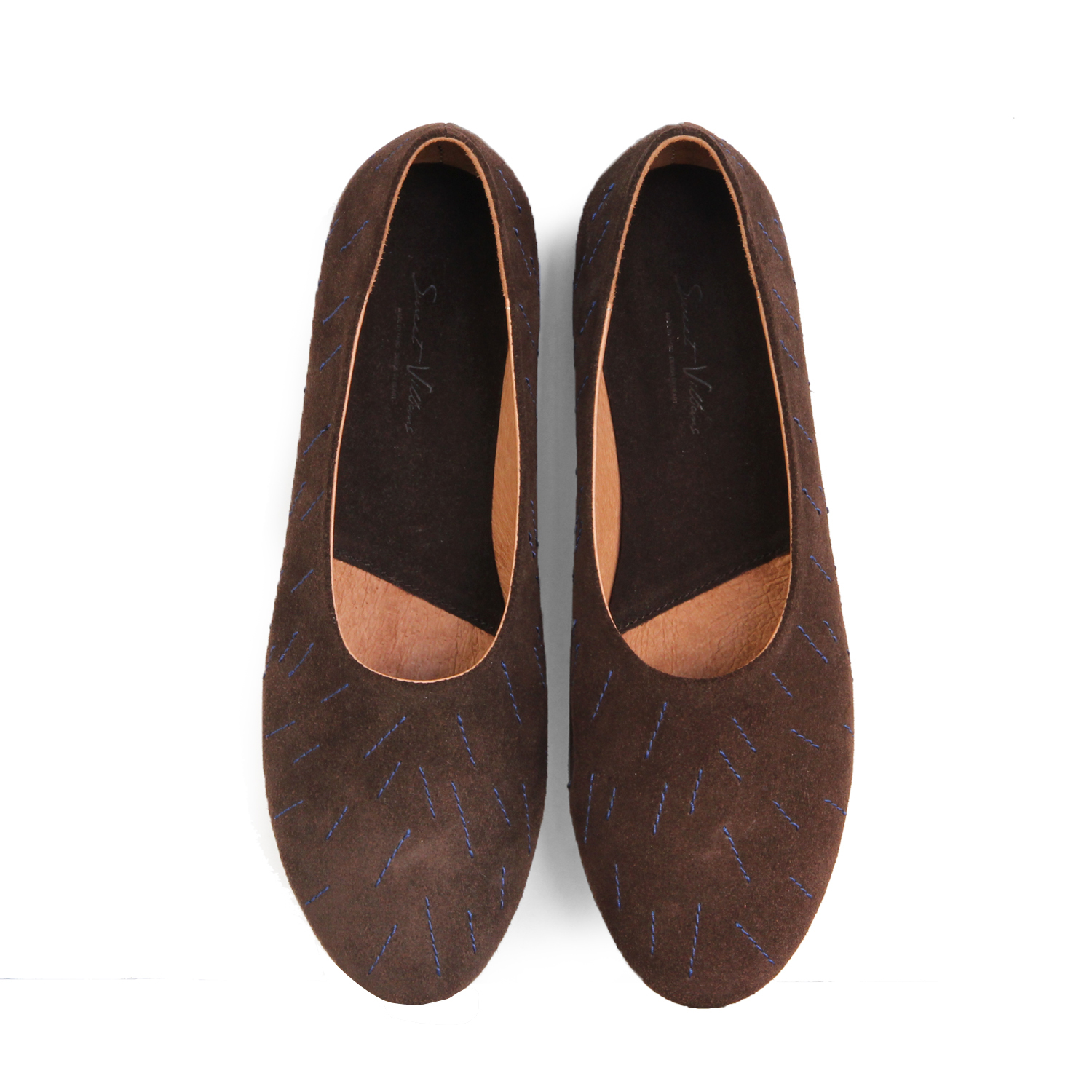 MEMORY W1057 Coffee Leather Ballet Flats