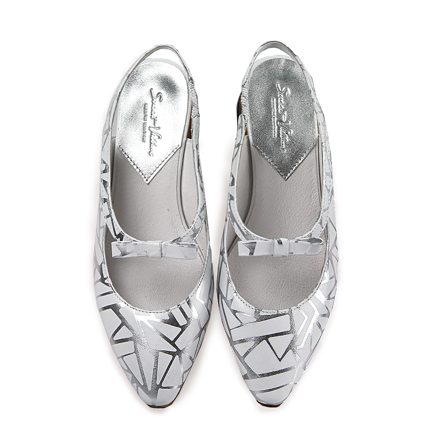 Crystal W1071 White Leather Pumps