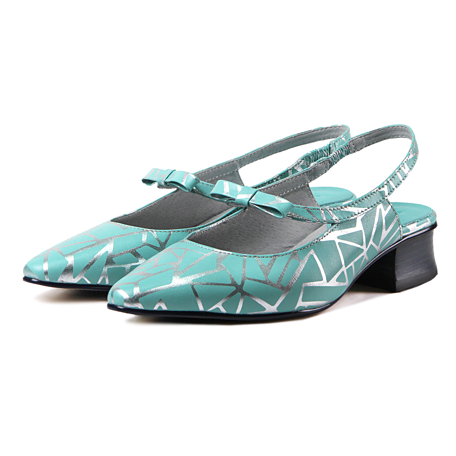 Crystal W1071 Blue Leather Pumps