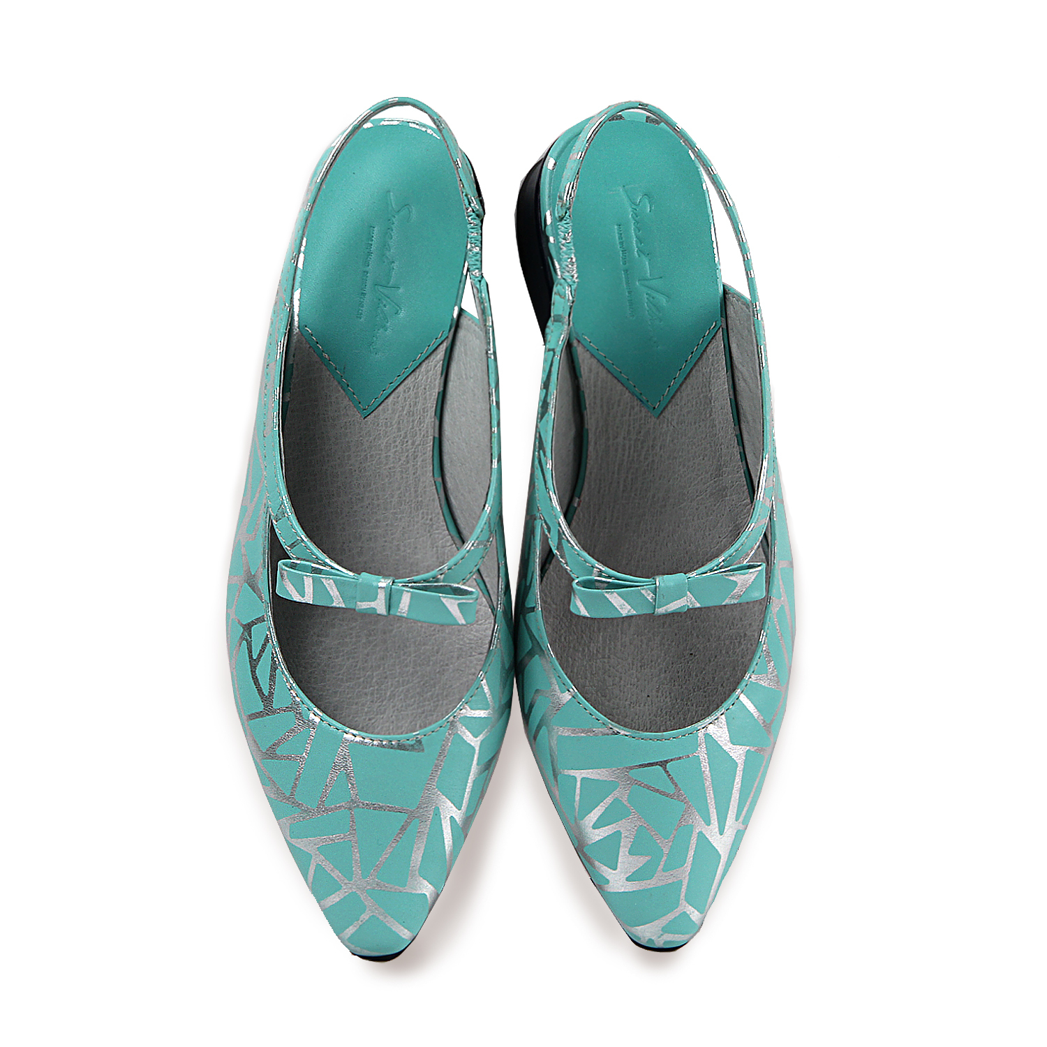 Crystal W1071 Blue Leather Pumps