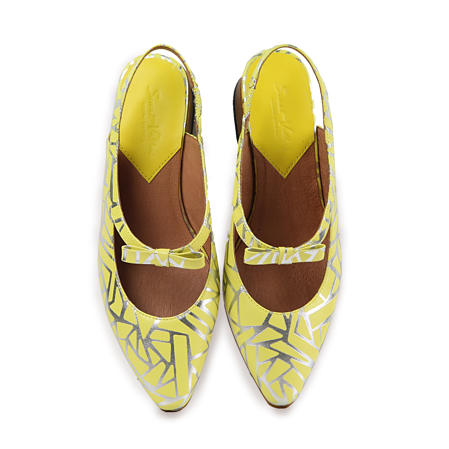 Crystal W1071 Yellow Leather Pumps