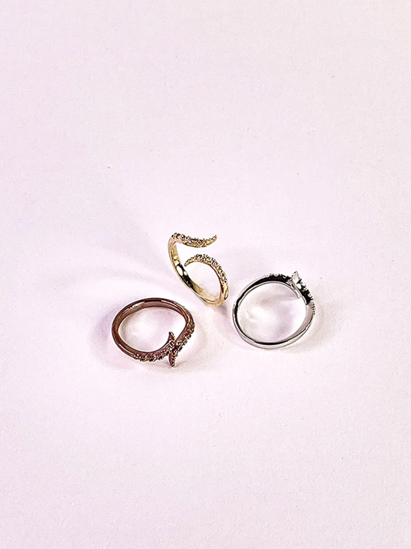 [現貨] 雙月水鑽戒(尾戒) [ 3色 ]