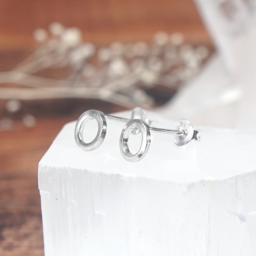 甜甜圈方線耳環 三色 925純銀耳環