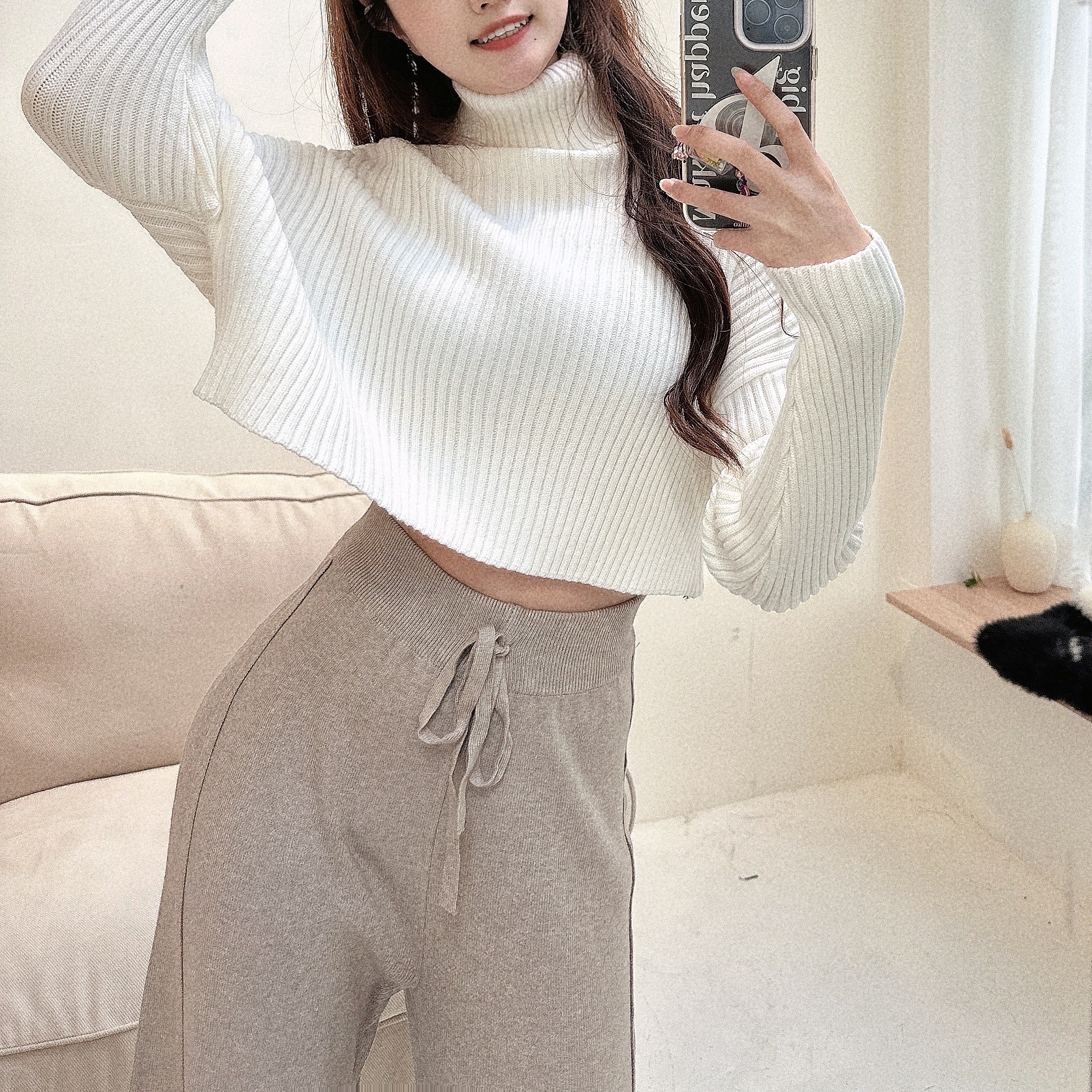 坑條百搭高領針織毛衣/四色