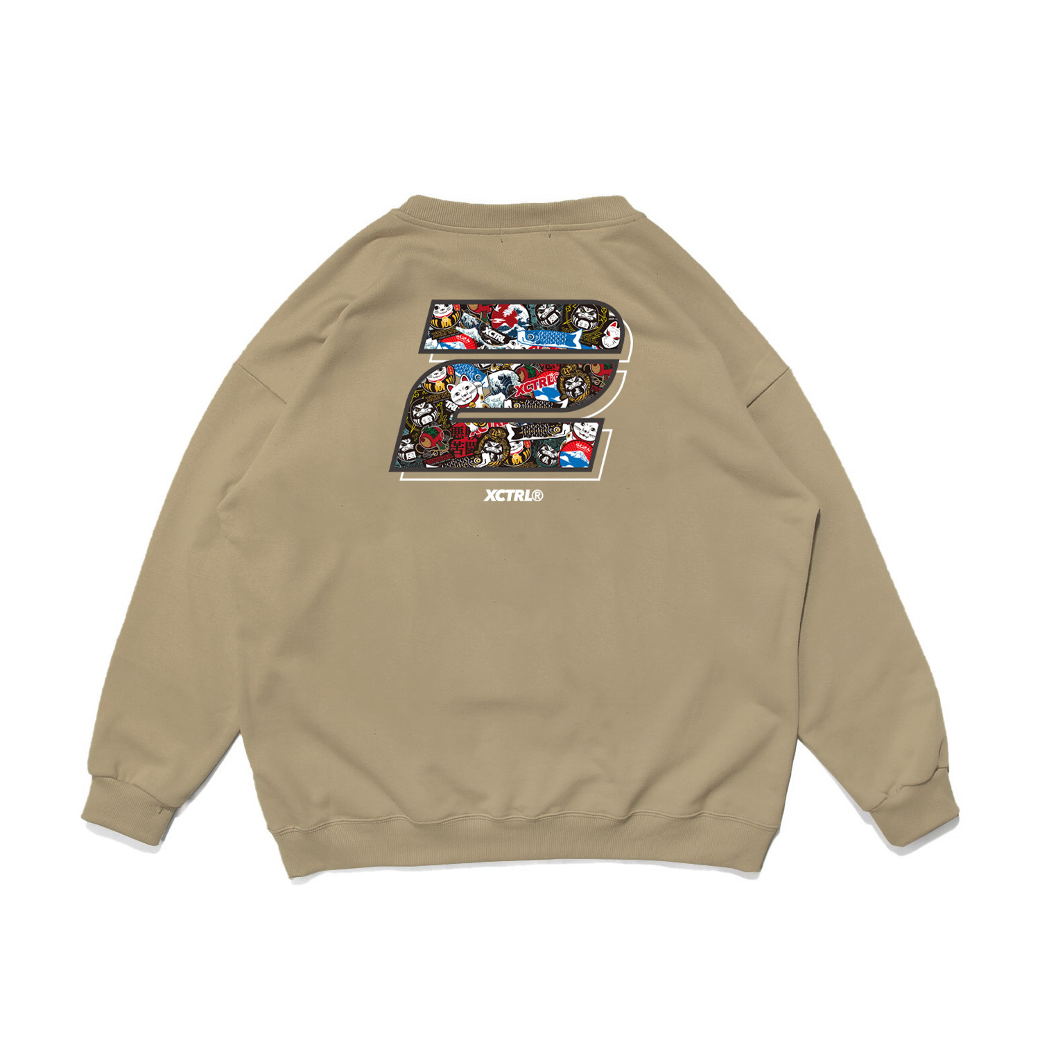 XCTRL 爆炸貼大學T-卡其