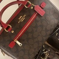 [S] COACH 83607 SIGNATURE ROWAN SATCHEL, BROWN1941RED, 195031089503 (SCO159)