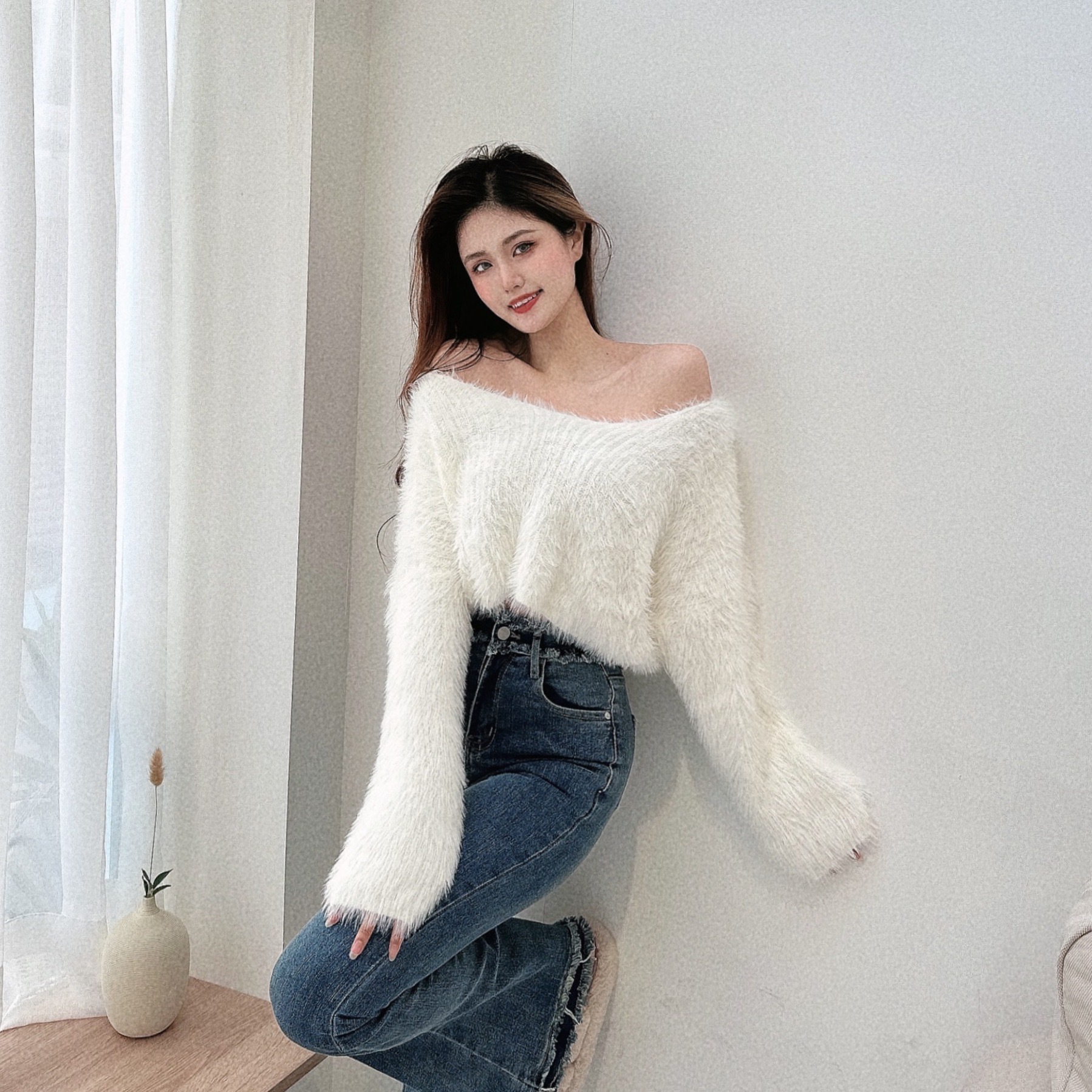 慵懶海毛柔軟毛衣/三色