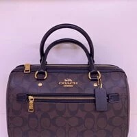 [S] COACH F83607 ROWAN SATCHEL IN SIGNATURE CANVAS,IM/BROWN/BLACK, 193971505398 (SCO160)