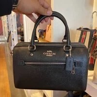 [S] COACH 79946 CROSSGRAIN LEATHER ROWAN SATCHEL SHOULDER/CROSS BODY,SV/BLACK, 193971503851 (SCO164)