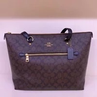 [S] COACH F79609 GALLERY TOTE IN SIGNATURE CANVAS, BROWN/BLACK, 193971357454 (SCO167)