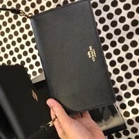 [S] COACH 3037 ANNA FOLDOVER CLUTCH CROSSBODY,BLACK, 193971888996 (SCO175)