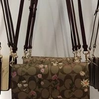 [S] COACH C8731 SIGNATURE WILDFLOWER ANNA CROSSBODY BAG,KHAKI MULTI, 195031482946 (SCO189)