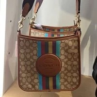 [S] COACH CC144SG LG STRP DMSY FL,IM/KHAKI/REDWOOD MULTI, 195031678066 (SCO201)