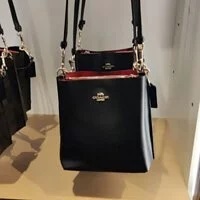 [S] COACH CA177 DF LEATHER MOLLIE BUCKET 22,IM/BLACK, 195031575105 (SCO219)